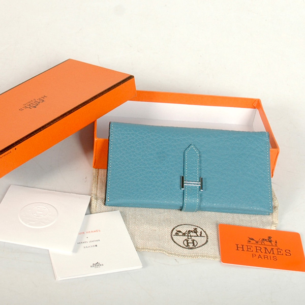 8033 di Hermes 3 snodata portafoglio in pelle originale in Medium Blue